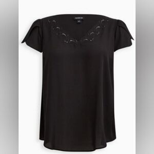 Torrid Georgette Embroidered Tulip Sleeve Blouse